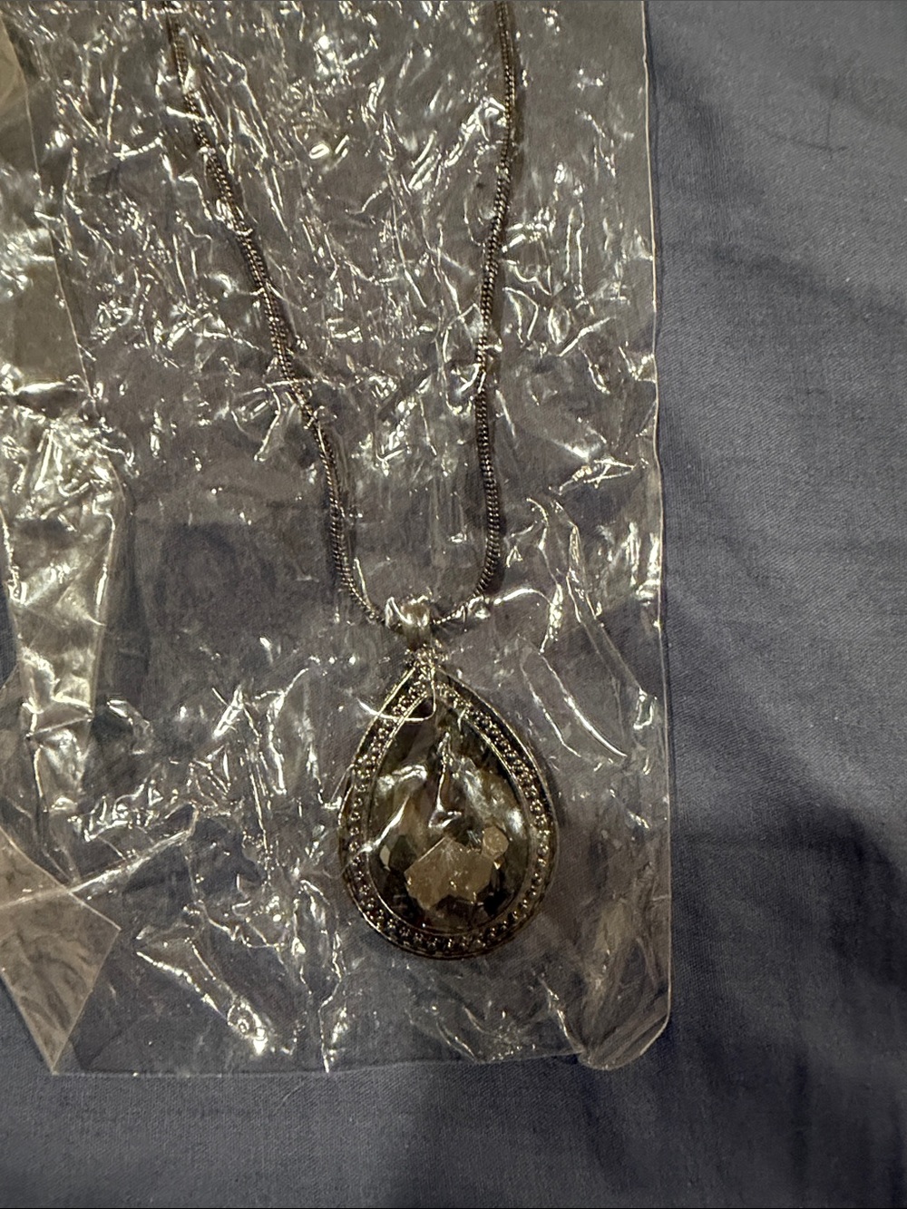 Hannah Gunmetal Teardrop Crystal Necklace
